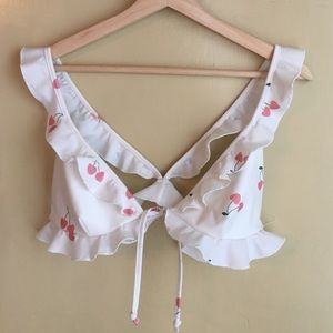 For Love and Lemons Mon Cheri Ruffle Bikini Top